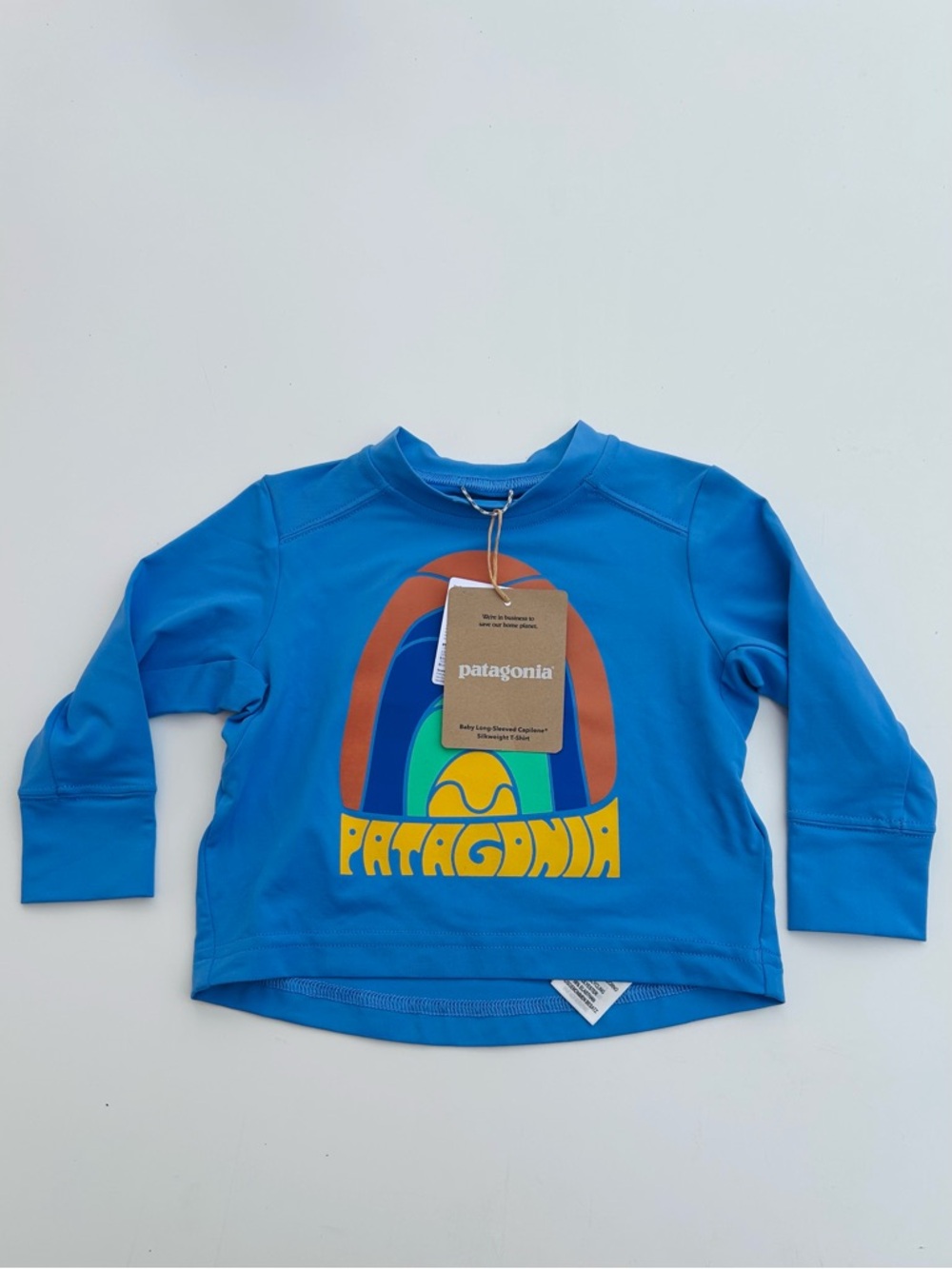 Patagonia Baby Capilene Silkweight LS T-Shirt 3-6M Rainbow Wave Blue